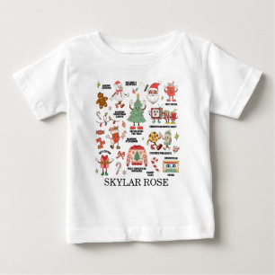 T-shirt Pour Bébé Noël Rétro Nostalgique Vert Et Rouge