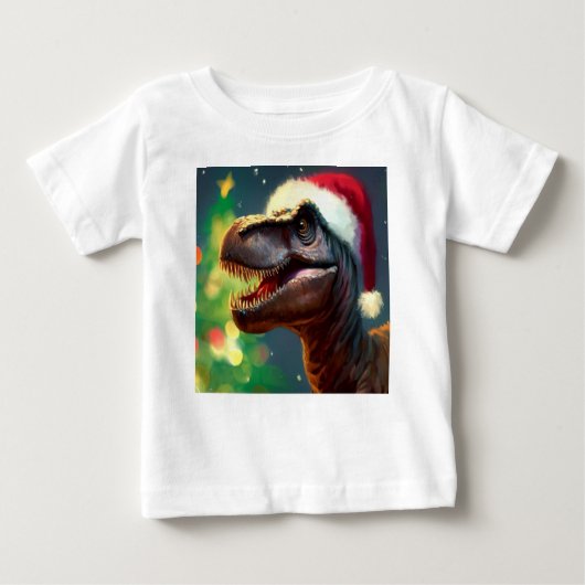 T-shirt Pour Bébé Noël T-Rex 2 (Devant)