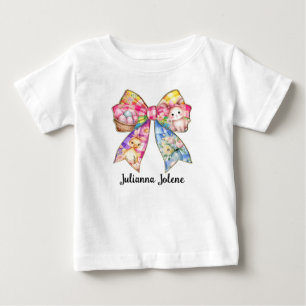 T-shirt Pour Bébé Nœud Coquette de Pâques Personnalisé Coloré