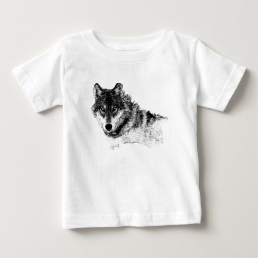 T-shirt Pour Bébé Noir Blanc Inspiration Wolf Eyes (Devant)