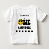 T-shirt Pour Bébé Noir Blanc Jaune Un Joyeux Mec 1er anniversaire (Dos)