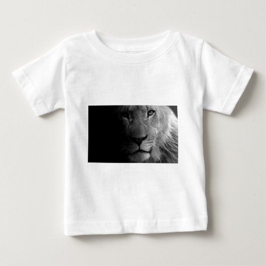 T-shirt Pour Bébé Noir Blanc Motivation Leadership Lion Portrait (Devant)