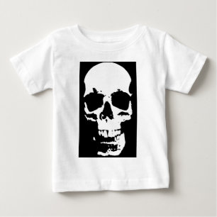 T-shirt Pour Bébé Noir & Blanc Pop Art Crâne Cool élégant