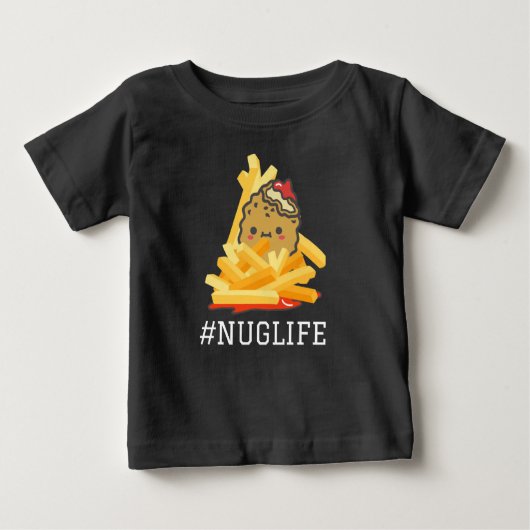T-shirt Pour Bébé Noir #Nuglife Poulet Nugget et Fries (Devant)