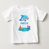 T-shirt Pour Bébé Nom d'animaux marins dauphin mignon (Devant)