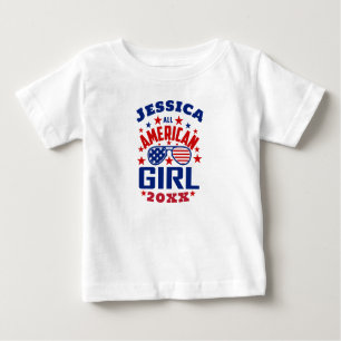 T-shirt Pour Bébé Nom de famille correspondant 4 juillet All America
