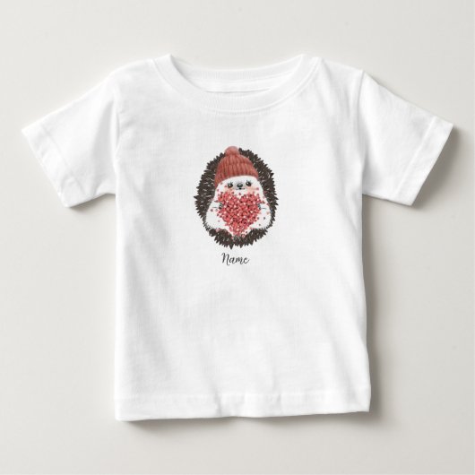 T-shirt Pour Bébé Nom de hérisson mignon coeur rose (Devant)