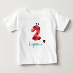 T-shirt Pour Bébé Nom de la fête du 2e anniversaire du jote rouge Po