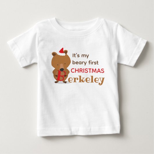 T-shirt Pour Bébé Nom de l'ours premier Noël (Devant)