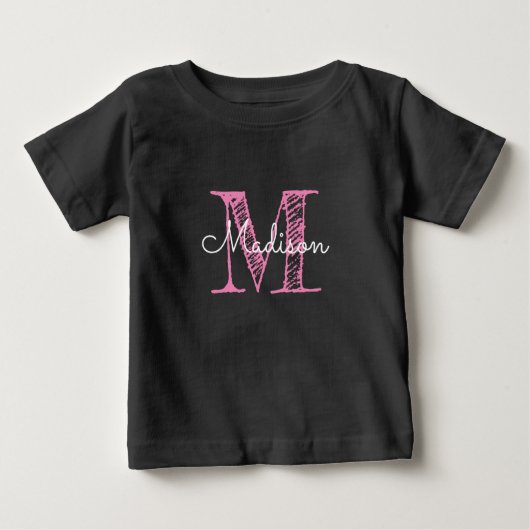 T-shirt Pour Bébé Nom esquissé Monogramme Baby Girl T-shirt bébé (Devant)