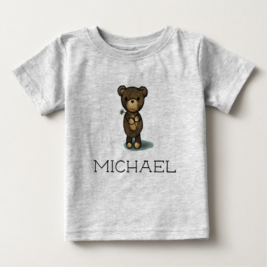 T-shirt Pour Bébé Nom fait sur commande/ours de nounours mignon (Devant)