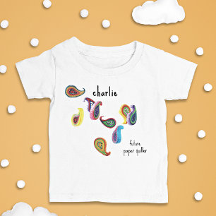 T-shirt Pour Bébé Nom, Futur Pliographe en Papier Coloré Mignon