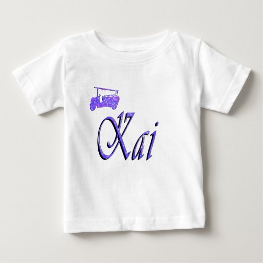 T-shirt Pour Bébé Nom Kai Avec Camion De Feu, (Devant)