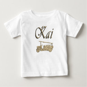 T-shirt Pour Bébé Nom Kai avec camion de pompiers,