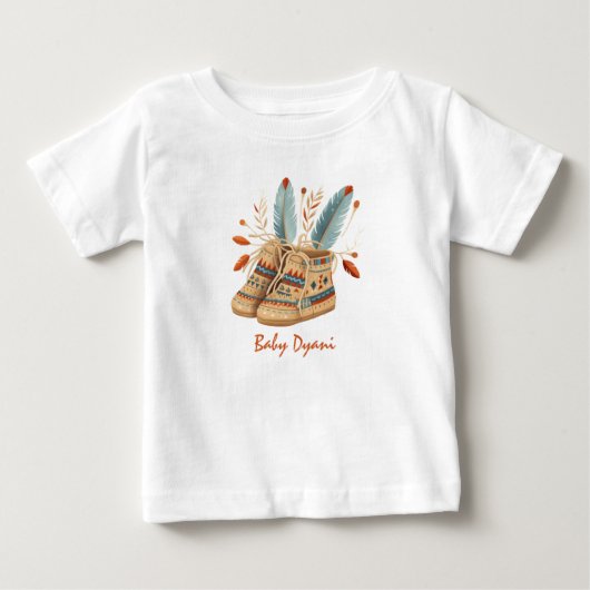 T-shirt Pour Bébé Nom modifiable des Moccasins amérindiens (Devant)