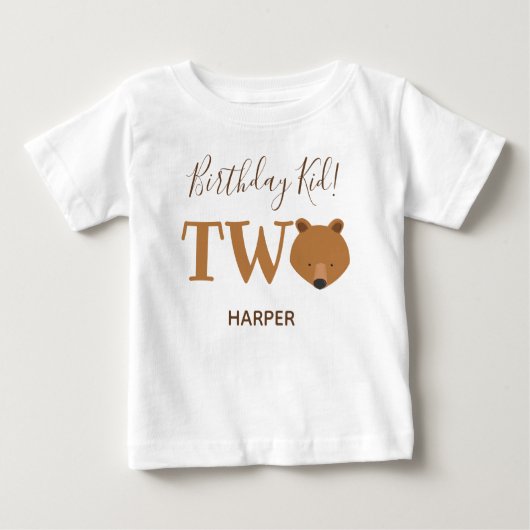T-shirt Pour Bébé Nom Ours Deux 2e anniversaire (Devant)