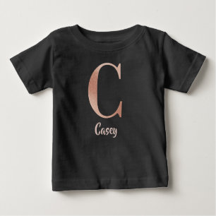 T-shirt Pour Bébé Nom personnalisable lettre d'or rose C