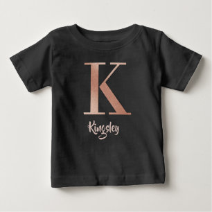 T-shirt Pour Bébé Nom personnalisable rose lettre or K