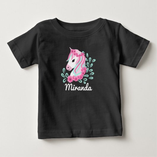 T-shirt Pour Bébé Nom personnalisable Unicorn magique mignon (Devant)