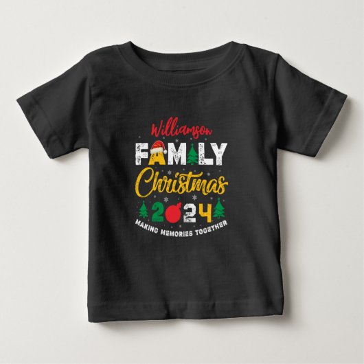 T-shirt Pour Bébé Nom personnalisé Année Correspondante Famille Noël (Devant)