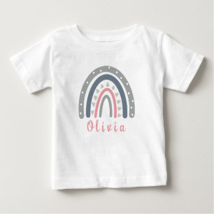 T-shirt Pour Bébé Nom personnalisé avec Cool Boho Rainbow