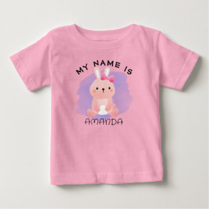 T-shirt Pour Bébé Nom personnalisé Baby shower aquarelle Rabbit
