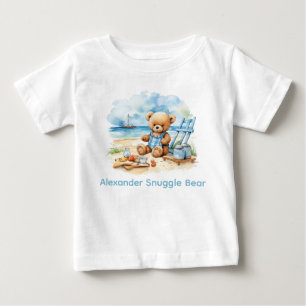 T-shirt Pour Bébé Nom personnalisé Blue Teddy Bear Baby Shirt
