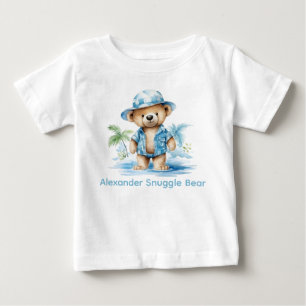 T-shirt Pour Bébé Nom personnalisé Blue Teddy Bear Baby Shirt