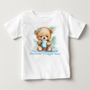 T-shirt Pour Bébé Nom personnalisé Blue Teddy Bear Baby Shirt