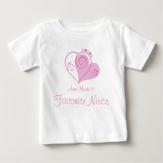 T-shirt Pour Bébé Nom personnalisé Coeurs roses de la nièce préférée