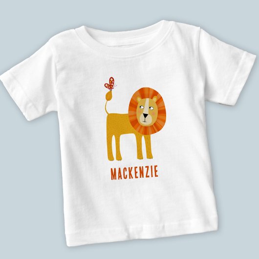 T-shirt Pour Bébé Nom personnalisé du lion mignon