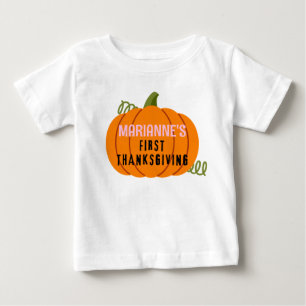 T-shirt Pour Bébé Nom personnalisé du premier Citrouille de Thanksgi