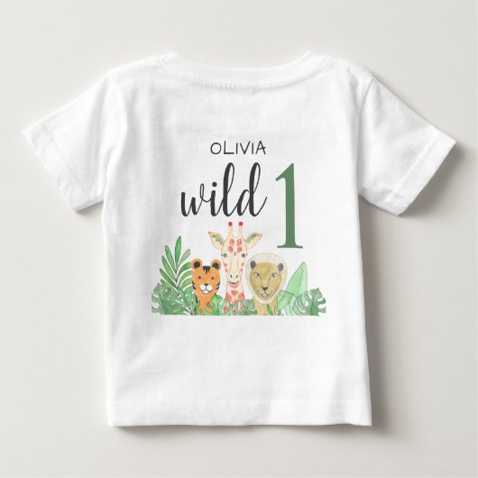 T-shirt Pour Bébé Nom personnalisé Fille Rose Une Sauvageonne Animau (Dos)