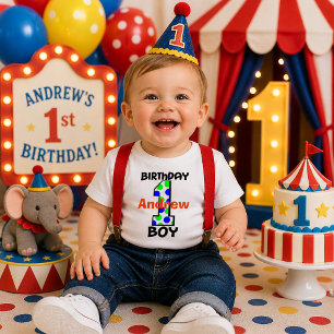 T-shirt Pour Bébé Nom personnalisé Garçon 1er Anniversaire pois 1