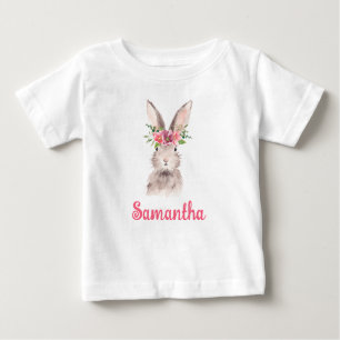 T-shirt Pour Bébé Nom personnalisé Lapin Rabbit Girl Baby