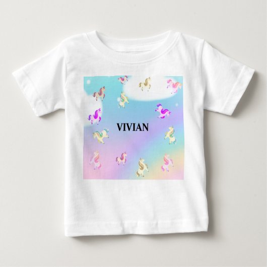 T-shirt Pour Bébé nom personnalisé unicorn (Devant)