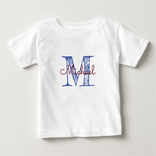 T-shirt Pour Bébé Nom Sketted Personnalisé Monogram Baby Boy (Devant)