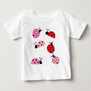 T-shirt Pour Bébé Nom Sweet Cute Pink Red Ladybug Dessin animé  