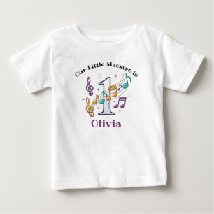 T-shirt Pour Bébé Notes de Musique Colorées Premier Anniversaire