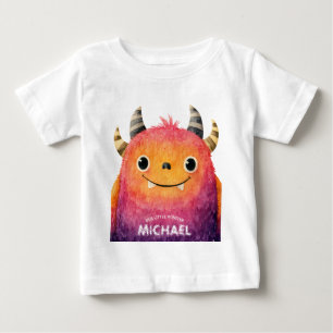 T-shirt Pour Bébé Notre Petit Monster Cute Aquarelle Art Nom