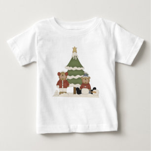 T-shirt Pour Bébé Nounours fantaisistes et sapin de Noël