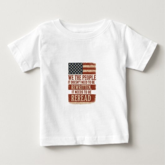 T-shirt Pour Bébé Nous le Peuple Relisons Citation du Drapeau (Devant)