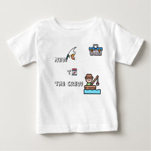 T-shirt Pour Bébé "Nouveau à l'équipage" BLUE Personnalisable Pêche