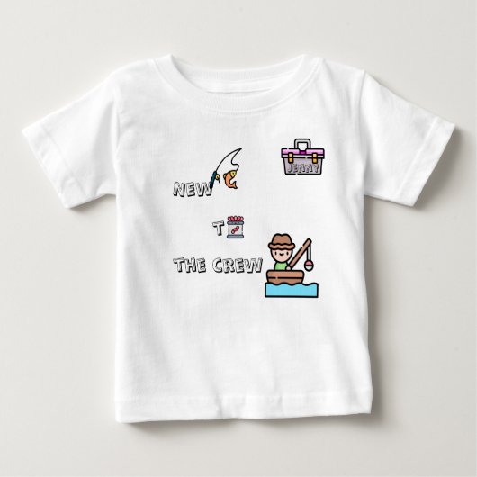 T-shirt Pour Bébé "Nouveau à l'équipage" PINK Custom Fishing (Devant)