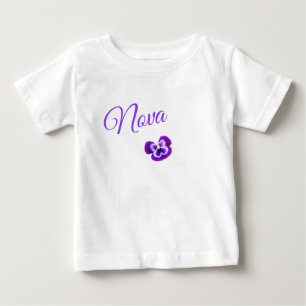 T-shirt Pour Bébé Nova, nom de fille avec une jolie pensée violette,