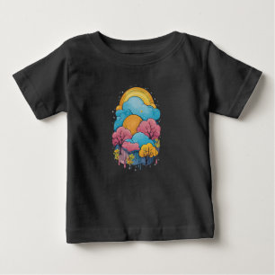 T-shirt Pour Bébé Nuages 23 pluie, couleurs pluvieuses, nuages brill