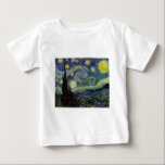 T-shirt Pour Bébé Nuit étoilée - van Gogh<br><div class="desc">De la lampe du mineur de Nuenen à celle qu'il plaça sur son rebord de fenêtre suivant la scène avec Gauguin ; de la vedette du soir il nota en 1875 dans Corot Olive Orchard à la lettre qu'il écrivit à son frère en août 1888, dans laquelle il disait :...</div>
