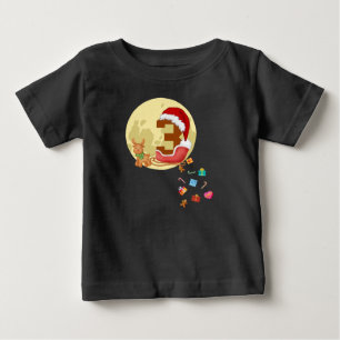 T-shirt Pour Bébé Numéro 3 Père Noël Sleigh Thème de Noël 3 ans