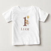 T-shirt Pour Bébé Numéro d'anniversaire de Petit Singe (Devant)