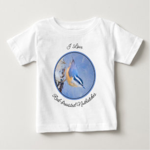 T-shirt Pour Bébé Nuthatch à poitrine rouge Peinture d'art original